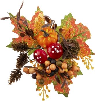 Autumn Pick Cone Berries / Mushroom - Orange Multi
