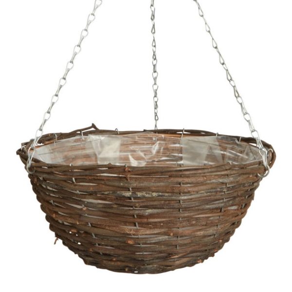 Black Rattan Round Hanging Basket