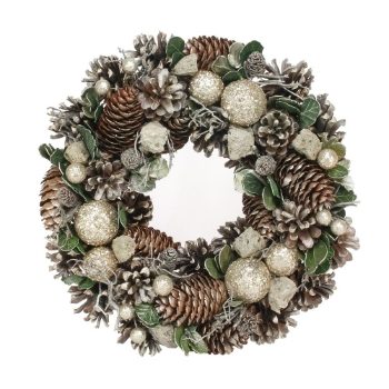 30cm Silver Bauble / Stones Wreath