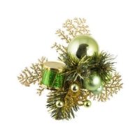 Xmas Drum & Baubles Pick Green 18cm   (x12)