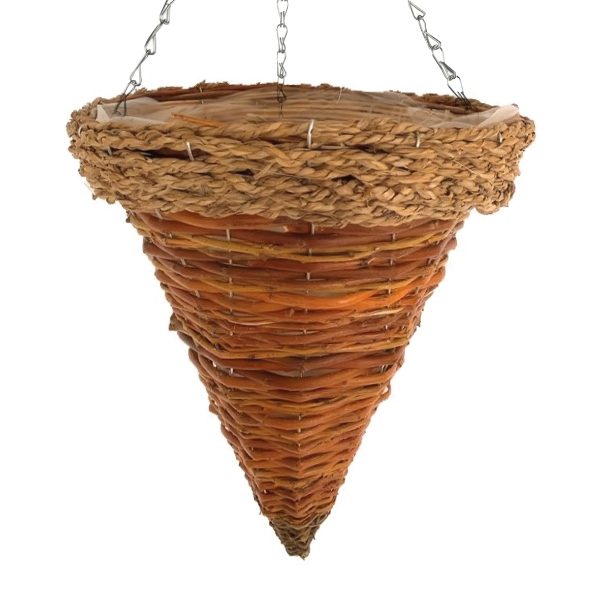 12" Cone Hanging Basket | Rope Top Rattan (20)