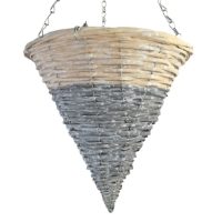 12" Cone Hanging Basket | White Willow & Rattan (20)