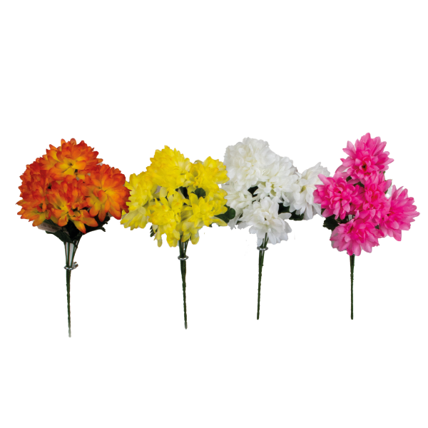 Christmas Silk Flower Chrysanthemum Assorted Bush (x48)