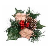 Christmas Pick Natural Pine, Holly & Jute Parcel (x12)