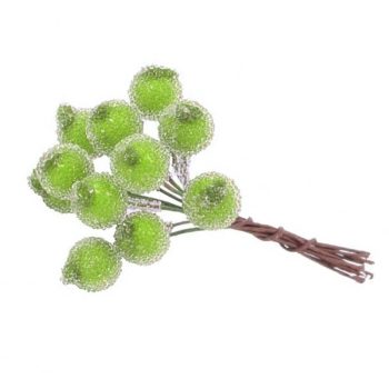 Frosted Green Berry On Wire 