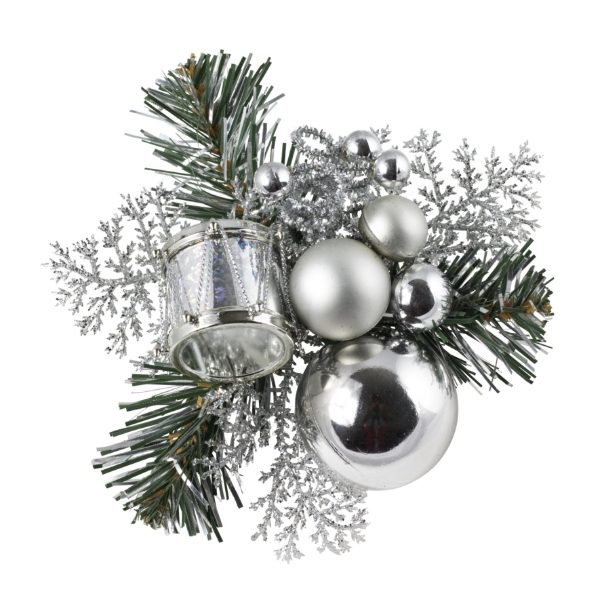 Christmas Pick Drum & Baubles - Silver