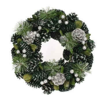 30cm Green and Silver Glitter Wreath