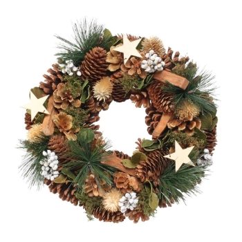 30cm Woodland / Wooden White Stars / Fruit Wreath 