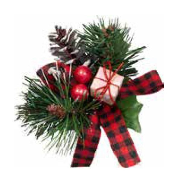 Christmas Pick Pine, Holly, Ribbon & Berries (x12)