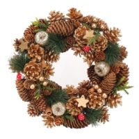 30cm Woodland / Wooden Gold Stars / Fruit Wreath 