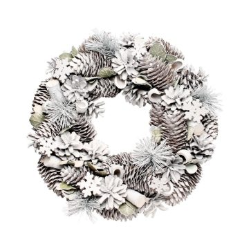 30cm Woodland Frost Wreath + Snowflakes 