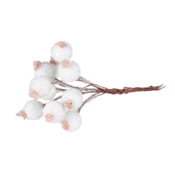 Frosted White Berry On Wire (x 10 Bunches)