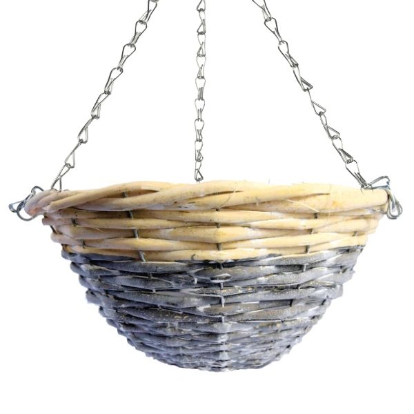 12" Round Hanging Basket | White Willow & Rattan (20)