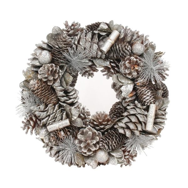 30cm Silver Glitter / Cinnamon Wreath