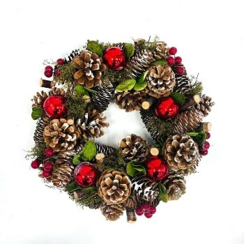 30cm Red Bauble / Berry Wreath